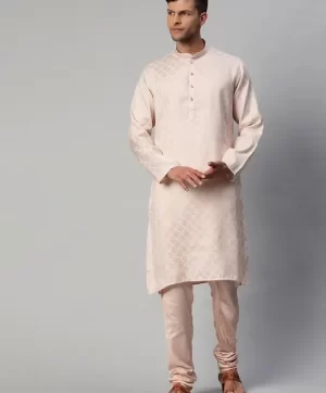 Men Pink Ethnic Motifs Printed Straight Kurta