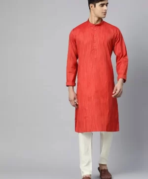 Men Red Straight Kurta