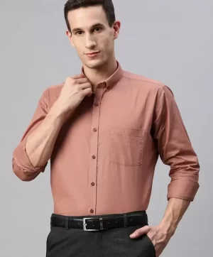 Men Rust Red Smart Formal Shirt