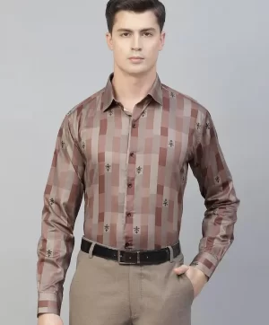 Men Rust Smart Printed Semiformal Shirt