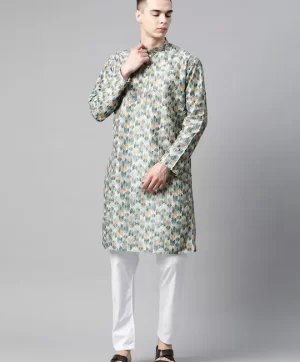 Men Sequinned Embroidered Regular Kurta with Pyjamas