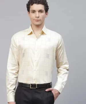 Men Yellow Smart Fit Checked Semiformal Shirt