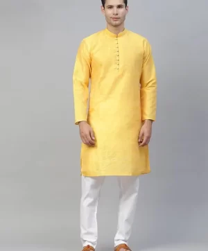 Men Yellow Straight Kurta