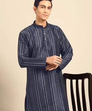 Men Striped Regular Kurta with Pyjamas