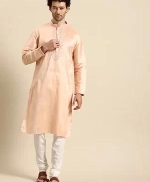 Men Ethnic Motifs Yoke Design Regular Kurta with Churidar