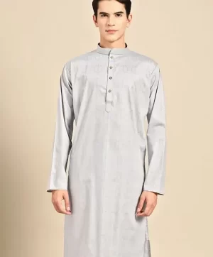 Self Design Band Collar Pure Cotton Straight Kurta