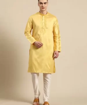 Men Floral Embroidered Sequinned Kurta with Pyjamas