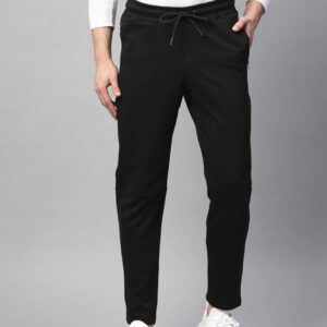 Men Black Solid Slim Fit Track Pants