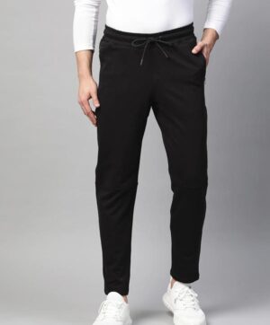 Men Black Solid Slim Fit Track Pants