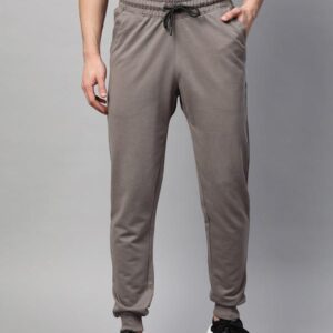 Men Charcoal Grey Solid Slim Fit Track Pants