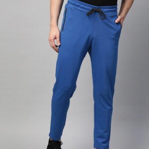 Men Blue Solid Slim Fit Track Pants
