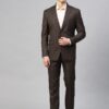 ManQ Men Brown and Black Checked Slim Fit Single-Breasted Suit