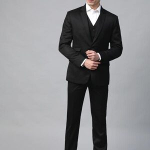 Men Black Solid Slim Fit Single-Breasted Suit