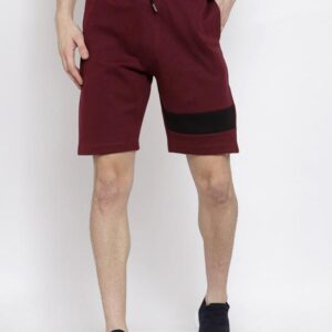 Men Maroon Slim Fit Mid-Rise Sports Shorts