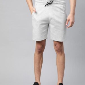 Men Grey Melange Solid Slim Fit Mid-Rise Training Shorts