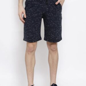 Men Navy Blue Slim Fit Mid-Rise Cotton Regular Shorts