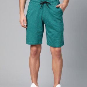 Men Green Speckled Slim Fit Training Shorts