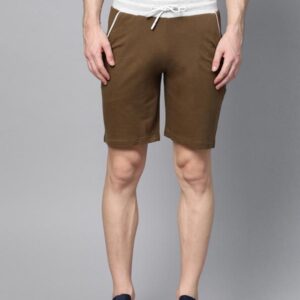Men Brown Solid Slim Fit Sports Shorts