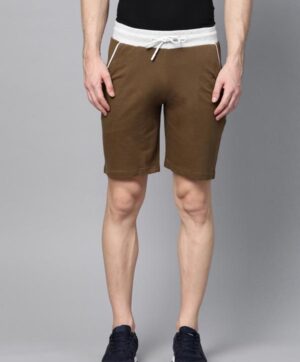 Men Brown Solid Slim Fit Sports Shorts