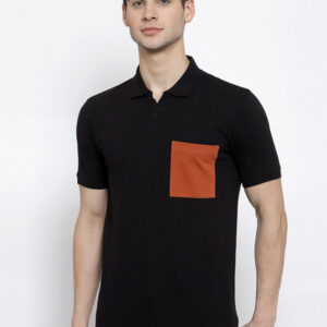 Men Black Polo Collar Slim Fit T-shirt