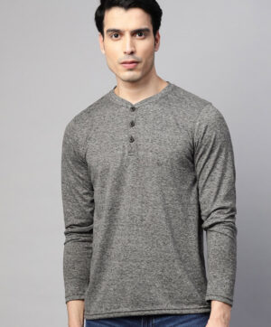Men Charcoal Solid Slim Fit T-shirt