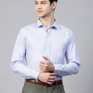 Men Blue Smart Slim Fit Self Design Formal Shirt