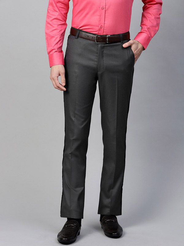 Buy Men Navy Check Slim Fit Formal Trousers Online - 795627 | Peter England