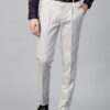 Men Grey Slim Fit Self Design Formal Trousers
