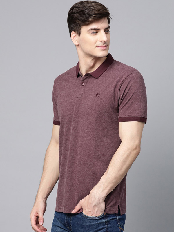 Men Maroon Solid Polo Collar T-shirt – ManQ