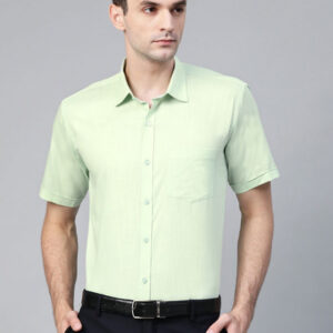 Men Green Solid Semi-Slim Fit Formal Shirt