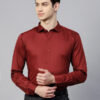 Men Maroon Slim Fit Solid Smart Casual Shirt