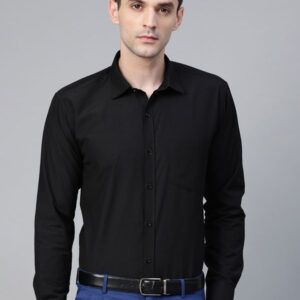 Men Black Semi-Slim Fit Solid Formal Shirt