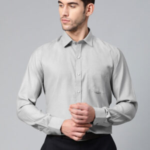 Men Grey Regular Fit Self Design Formal Shirt
