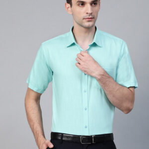 Men Blue Semi-Slim Fit Solid Formal Shirt