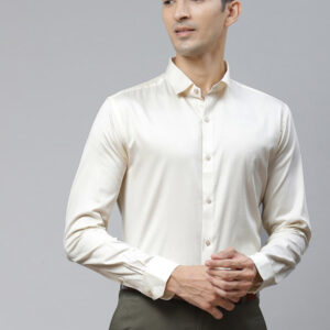 Men Cream-Coloured Opaque Formal Shirt