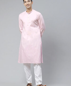 Men Pink Regular Pure Cotton Kurta with Pyjamas