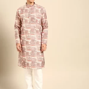 Men Ethnic Motifs Printed Regular Kurta with Churidar