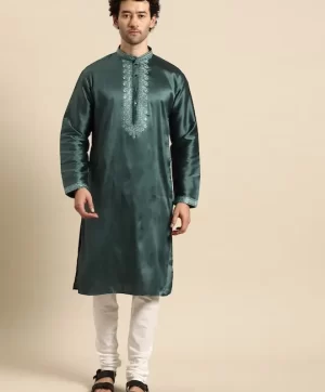 Men Ethnic Motifs Yoke Design Regular Kurta with Churidar