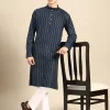 Men Striped Regular Pure Cotton Kurta with Pyjamas