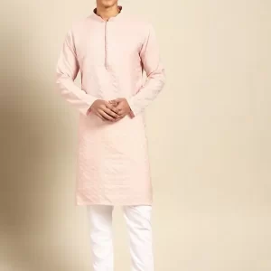 Pink self design Kurta with Churidar567