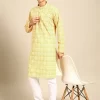 Men Ethnic Motifs Embroidered Regular Sequinned Pure Cotton Kurta with Churidar