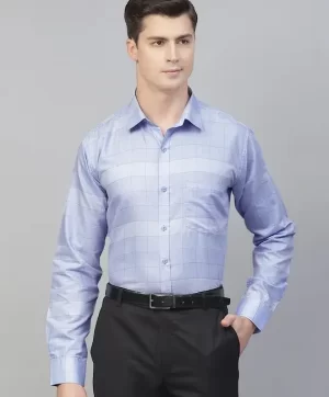 Men Blue Smart Checked Formal Shirt