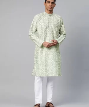 Embroidered Regular Kurta with Pyjamas