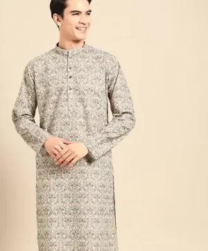 Floral Embroidered Cotton Kurta