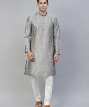 Grey printed Kurta with Pyjamas