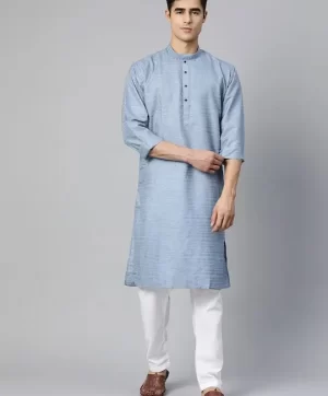 Men Blue Solid Kurta