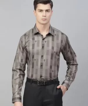 Men Brown Smart Printed Semiformal Shirt