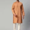 Men Copper-Toned & White Checked Pure Cotton Kurta with Pyjamas