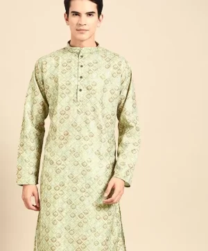 Printed Mandarin Collar Straight Kurta